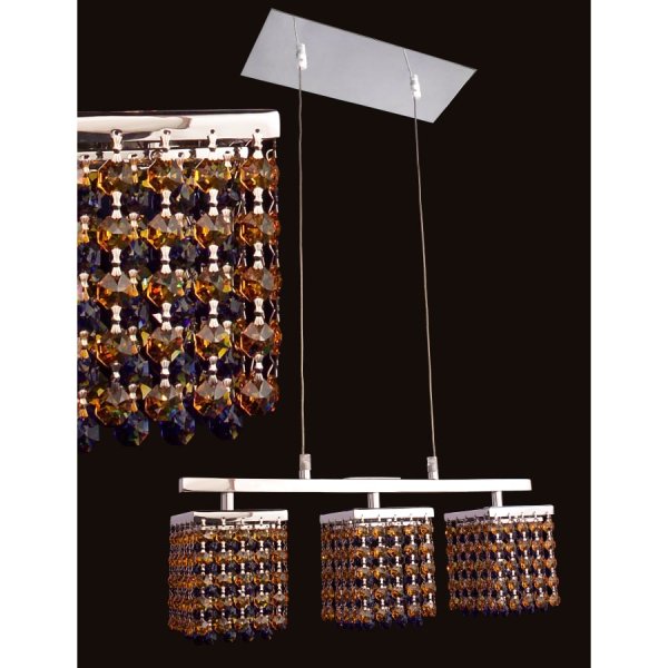 【CLT】アメリカ・クリスタルデザインシャンデリア『Bedazzle』3灯トパーズ＆ミディアムサファイア(W450×H130mm)*