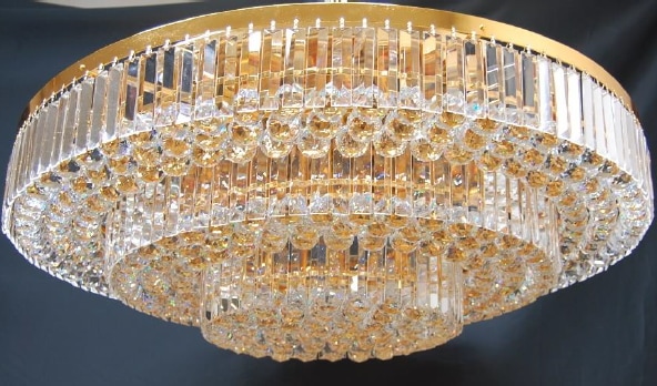 大型クリスタルシーリングライト 23灯・ゴールド（Ф1000×H320mm