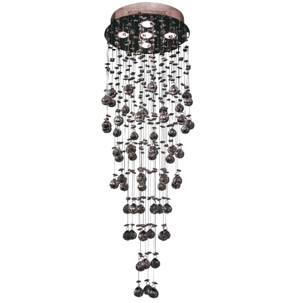 【CLT】アメリカ・クリスタルシーリング・シャンデリア 5灯 クローム(W406×D406×H1092mm)*