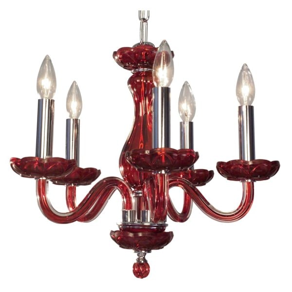 【CLT】アメリカ・クリスタル・カラーシャンデリア『Monaco』5灯 レッド(W430×H410mm)*
