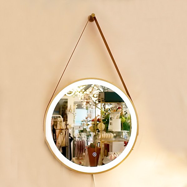 調光可能！LEDライトミラー壁掛け（Ф500×H840mm）