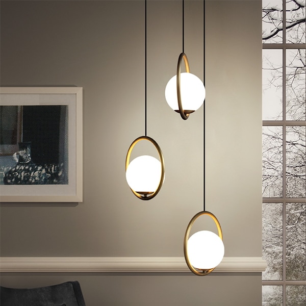【リーズナブル】ガラスボールシェードペンダントライト1灯・ゴールドorブラック（W250／W300mm)