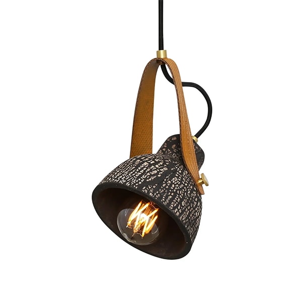 【Mullan】アイルランド「Pera」セラミックペンダントライト1灯・Black Clay(D135×H150mm)