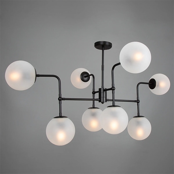 【Mullan】アイルランド「Oklahoma」ガラスボールシェードシャンデリア8灯（W1200×H630mm）