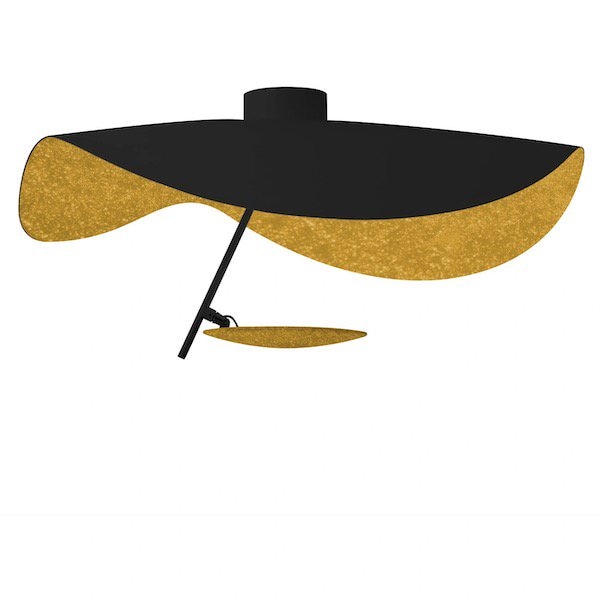 【Catellani & Smith】 イタリア・LEDインテリア照明「Lederam Manta CWS1」ブラック、ゴールド  (Φ600×H300mm)