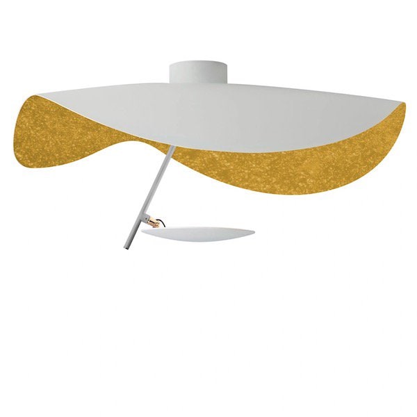 【Catellani & Smith】 イタリア・LEDインテリア照明「Lederam Manta CWS1」ホワイト、ゴールド  (Φ600×H300mm)