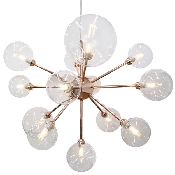 ガラスボールシェードペンダントライト13灯・カッパー（φ720×H530mm）LED