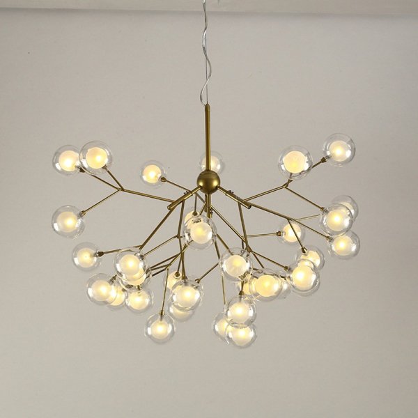 【BIBOTE】ガラスボールデザイン照明 LEDペンダントライト 9/27/36/45/54灯 ブラック/ゴールド