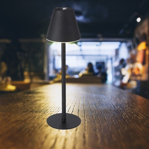 【リーズナブル】ポータブルコードレスLEDデザイン照明テーブルライト   ブラック (Φ100×H350mm)
