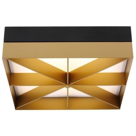 【TECH LIGHTING】アメリカ・スクエア型シーリングライト「LOOM」1灯Black／Gold（W360×L360×H90mm）