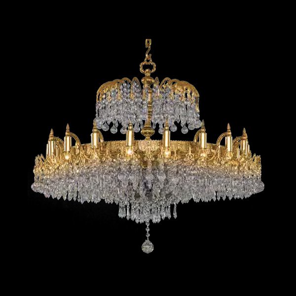 【Asfour Crystal】エジプト・クリスタルシャンデリア733／62  アンティークゴールド 12灯 (Φ620×H600mm)