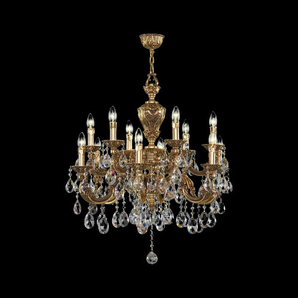 【Asfour Crystal】エジプト・クリスタルシャンデリア40／12  アンティークゴールド 12灯 (Φ750×H700mm)