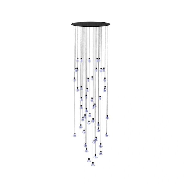 【Bover】 スペイン・インテリア照明「Drop S／48L」Blue Glass ／ Clear (H960〜3710mm)