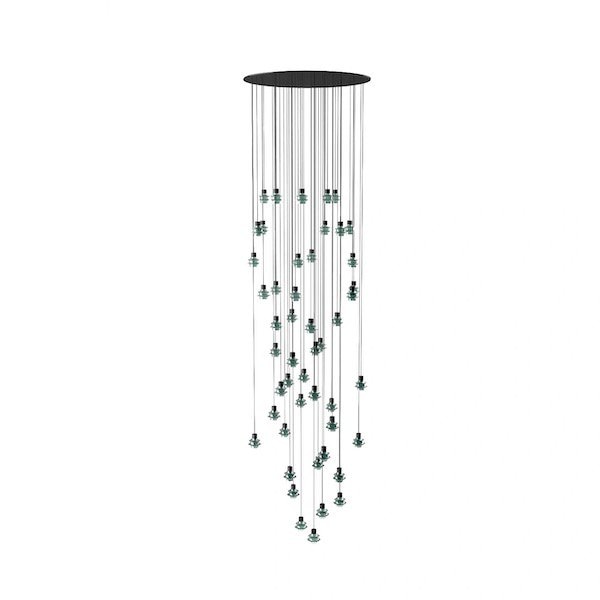 【Bover】 スペイン・インテリア照明「Drop S／48L」Green Glass ／ Clear (H960〜3710mm)