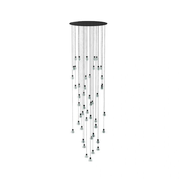 【Bover】 スペイン・インテリア照明「Drop S／48L」White Glass ／ Clear (H960〜3710mm)