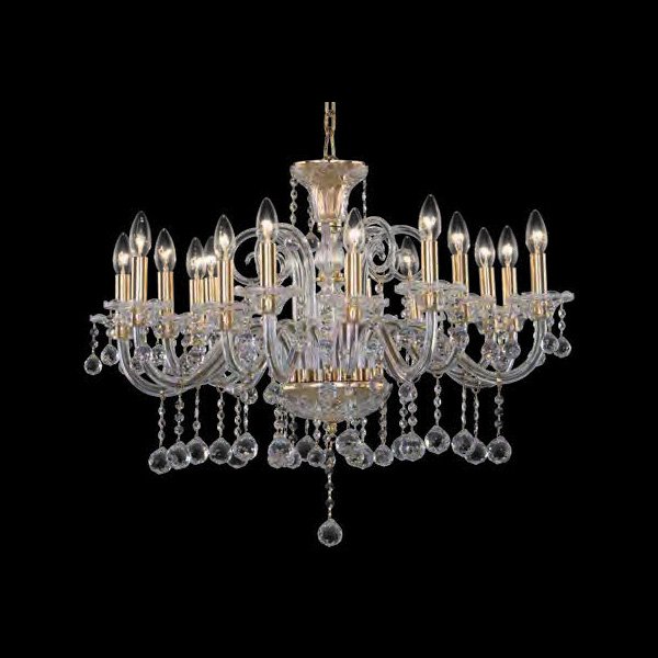 【Asfour Crystal】エジプト・クリスタルシャンデリア165  ゴールド 16灯 (Φ820×H560mm)