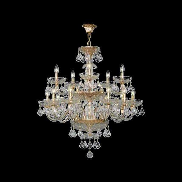 【Asfour Crystal】エジプト・クリスタルシャンデリア185  ゴールド 15灯 (Φ800×H860mm)