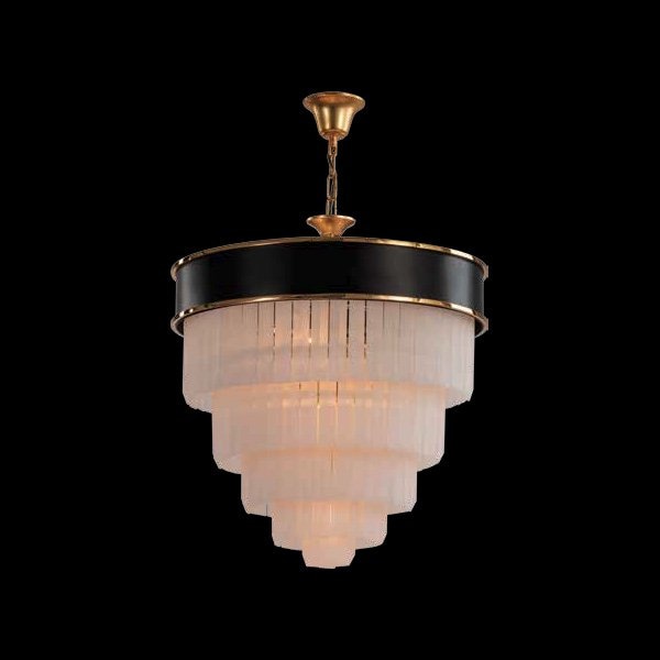 【Asfour Crystal】エジプト・クリスタルシャンデリア21／2230  ゴールド・ブラック 11灯 (Φ540×H600mm)
