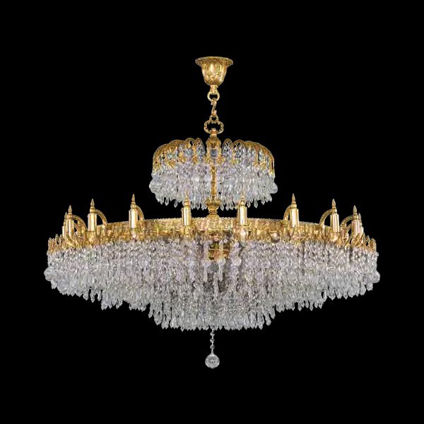 【Asfour Crystal】エジプト・クリスタルシャンデリア733／120  アンティークゴールド 36灯 (Φ1200×H900mm)