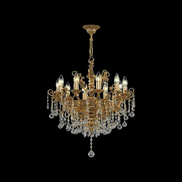 【Asfour Crystal】エジプト・クリスタルシャンデリア851／68  アンティークゴールド 15灯 (Φ680×H640mm)