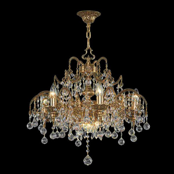 【Asfour Crystal】エジプト・クリスタルシャンデリア869／60  アンティークゴールド 9灯 (Φ600×H490mm)