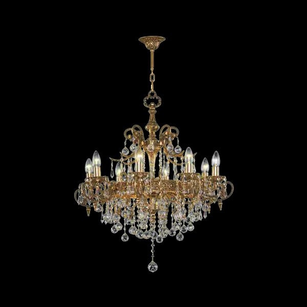 【Asfour Crystal】エジプト・クリスタルシャンデリア870／63  アンティークゴールド 12灯 (Φ630×H720mm)