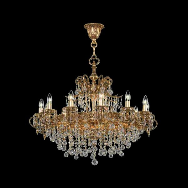【Asfour Crystal】エジプト・クリスタルシャンデリア870／90  アンティークゴールド 18灯 (Φ900×H840mm)