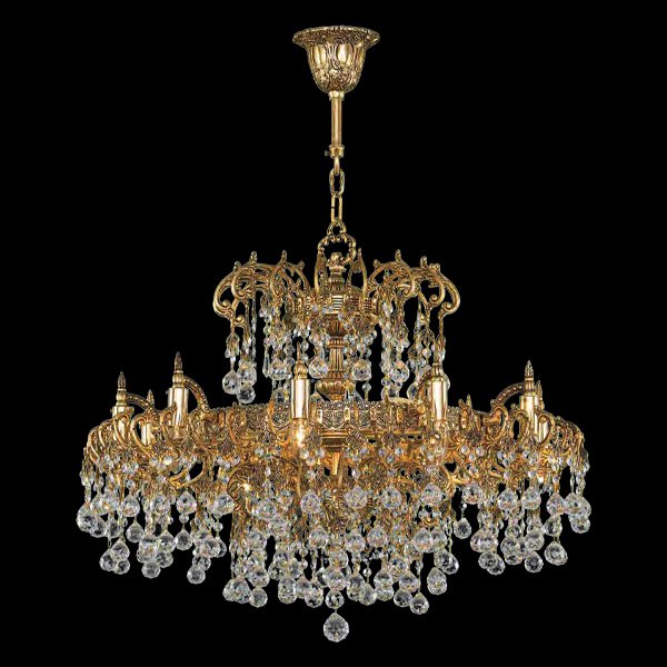 【Asfour Crystal】エジプト・クリスタルシャンデリア873／70  アンティークゴールド 12灯 (Φ700×H700mm)
