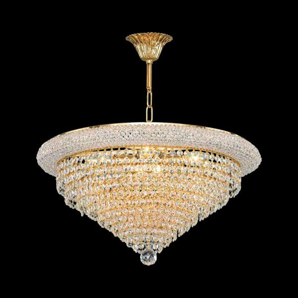 【Asfour Crystal】エジプト・クリスタルシーリングシャンデリア4256／50  ゴールド／クローム 5灯 (Φ550×H300mm)