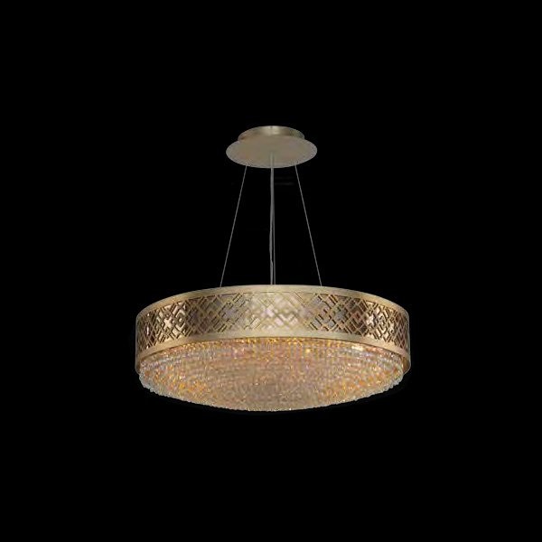 【Asfour Crystal】エジプト・クリスタルシーリングシャンデリア21／1581／12  ゴールド 12灯 (Φ800×H750mm)