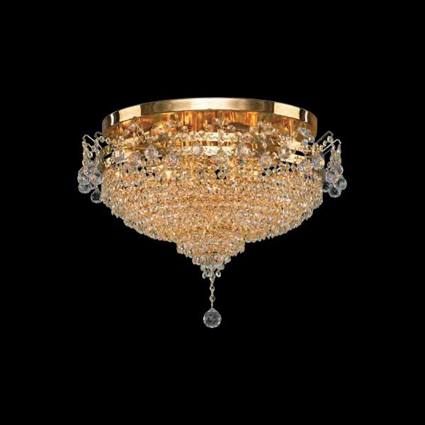 【Asfour Crystal】エジプト・クリスタルシーリングシャンデリア13／643／90  ゴールド 14灯 (Φ900×H500mm)