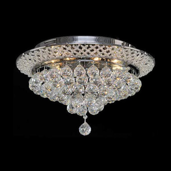 【Asfour Crystal】エジプト・クリスタルシーリングシャンデリア940／38／4  クローム 4灯 (Φ380×H230mm)