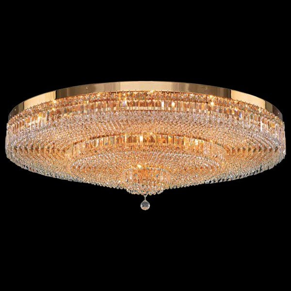 【Asfour Crystal】エジプト・クリスタルシーリングシャンデリア2005／120／24  ゴールド／クローム 24灯 (Φ1200×H420mm)