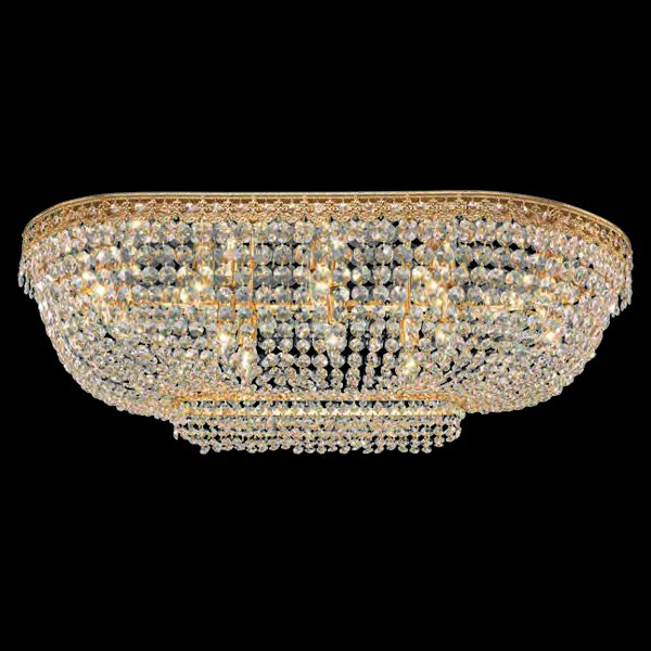 【Asfour Crystal】エジプト・クリスタルシーリングシャンデリア4074／100／31  ゴールド 12灯 (Φ1000×H300mm)