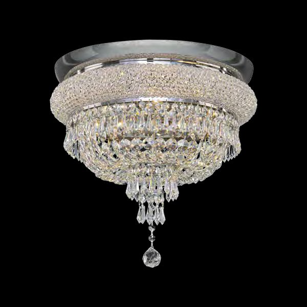 【Asfour Crystal】エジプト・クリスタルシーリングシャンデリア4080／45  ゴールド／クローム 5灯 (Φ450×H330mm)