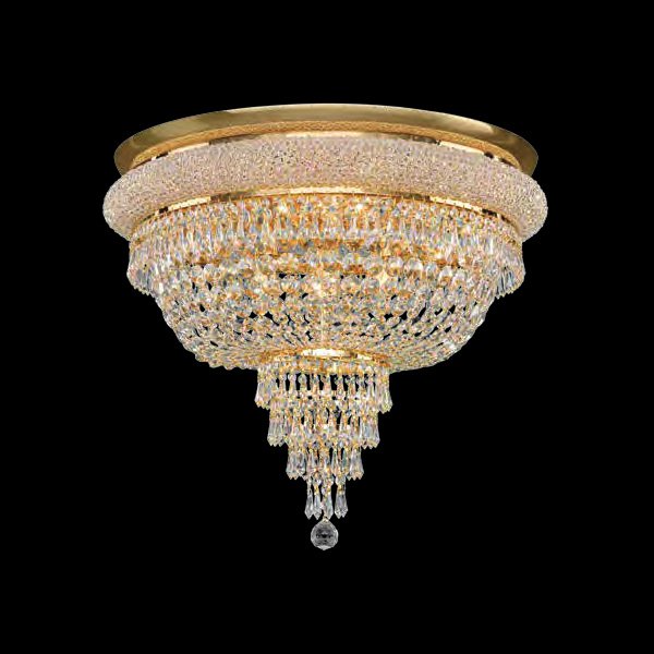 【Asfour Crystal】エジプト・クリスタルシーリングシャンデリア4080／65  ゴールド／クローム 12灯 (Φ650×H450mm)