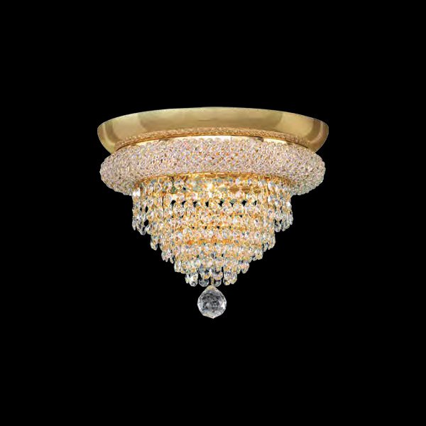 【Asfour Crystal】エジプト・クリスタルシーリングシャンデリア4256／40／4  ゴールド／クローム 4灯 (Φ400×H220mm)