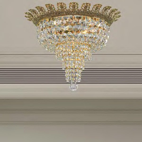 【Asfour Crystal】エジプト・クリスタルシーリングシャンデリア8180／40  アンティークゴールド 3灯 (Φ400×H320mm)