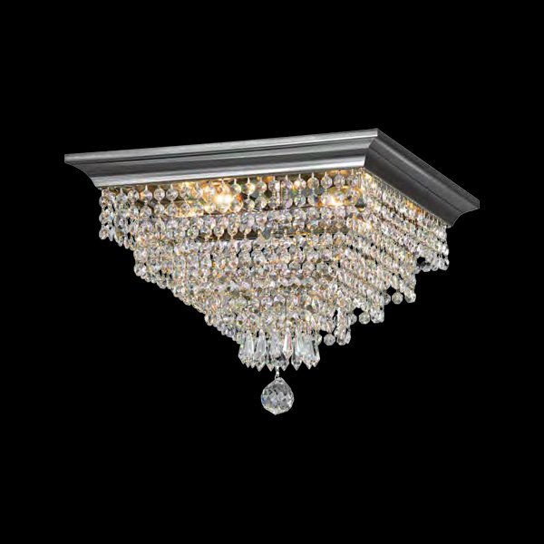 【Asfour Crystal】エジプト・クリスタルシーリングシャンデリア5614／40*40／5  ゴールド／クローム 5灯 (Φ400×H330mm)
