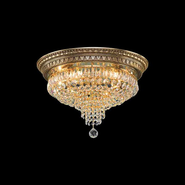 【Asfour Crystal】エジプト・クリスタルシーリングシャンデリア50／225  アンティークゴールド 6灯 (Φ500×H320mm)