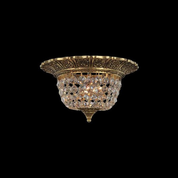 【Asfour Crystal】エジプト・クリスタルシーリングシャンデリア34001／2  アンティークゴールド 2灯 (Φ365×H250mm)