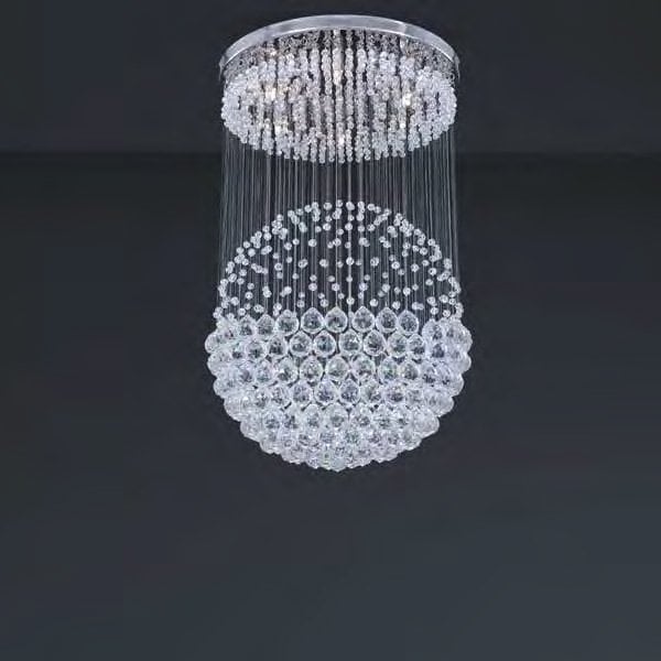 【Asfour Crystal】エジプト・クリスタルシーリングシャンデリア909／30  クローム 4灯 (Φ300×H500mm)