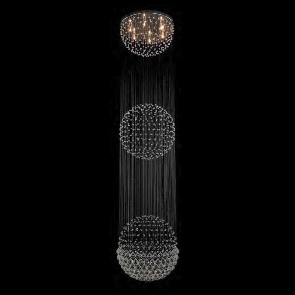 【Asfour Crystal】エジプト・クリスタルシーリングシャンデリア909／50*220cm  クローム 6灯 (Φ500×H2200mm)