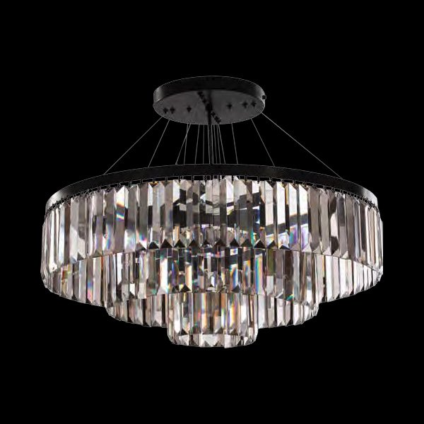 【Asfour Crystal】エジプト・クリスタルシャンデリア21／1300／16  ブラック 16灯 (Φ800×H600mm)