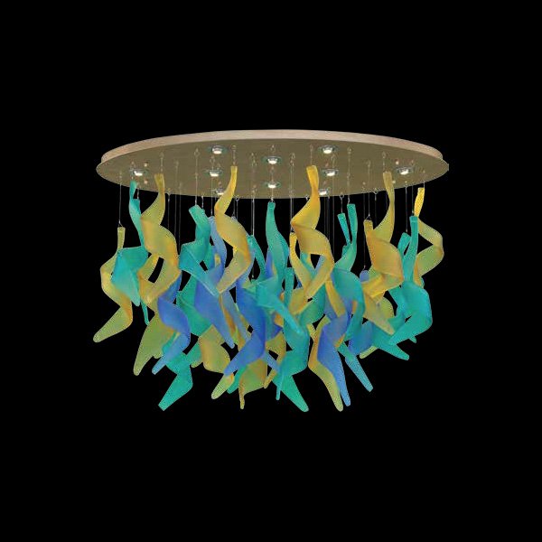 【Asfour Crystal】エジプト・シーリングシャンデリア21／3011／10  ゴールド 10灯 (W1000×D450×H650mm)