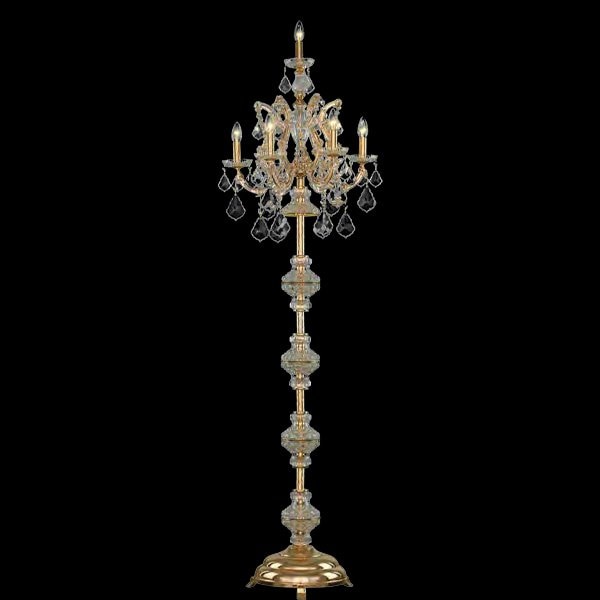 【Asfour Crystal】エジプト・クリスタルフロアライト ゴールド 7灯 (Φ520×H1750mm)