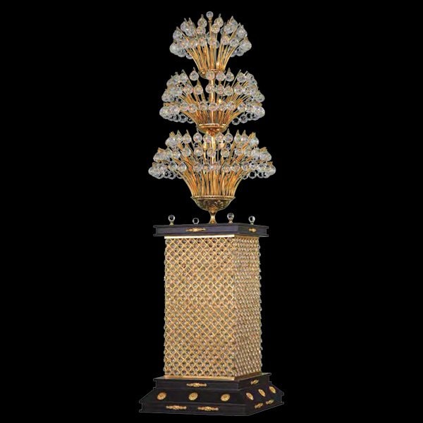 【Asfour Crystal】エジプト・クリスタルフロアライト ゴールド 18灯 (Φ510×H1850mm)