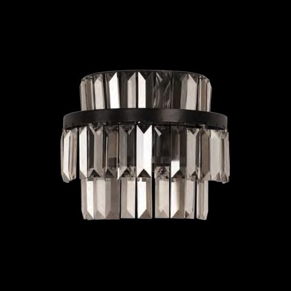 【Asfour Crystal】エジプト・クリスタルウォールブラケット ブラック 3灯 (Φ270×H300mm)