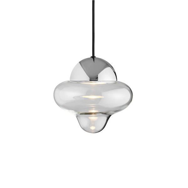 【DESIGN BY US】デンマーク・北欧照明 ガラスボールペンダント照明 「Nutty – Clear, Chrome」LED（Φ185×H175mm）