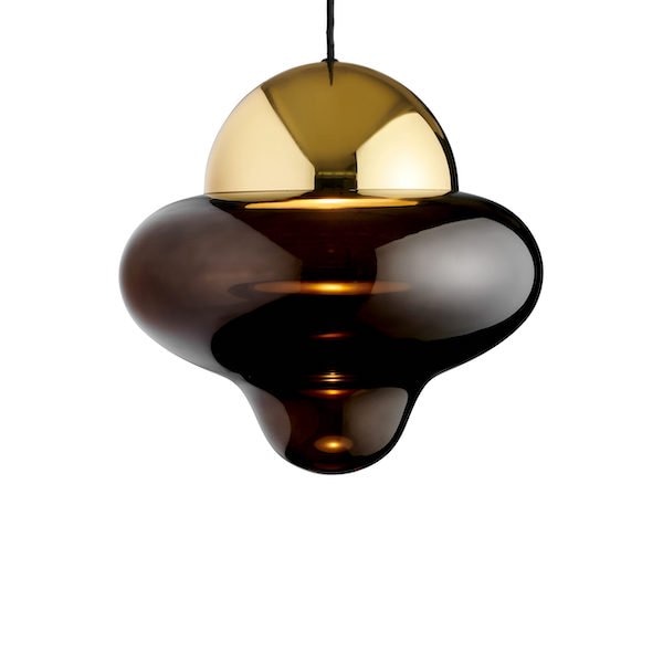 【DESIGN BY US】デンマーク・北欧照明 ガラスボールペンダント照明 「Nutty XL – Brown, Gold」LED（Φ300×H290mm）